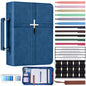 XKDOUS 20 Pcs Bible Case Set with Tabs, Pens, Study Supplies Carrier Holder Portable Men's Bible Bag Church Book Leather Cover Father Day Christian Gift for Dad, Mom, Men, Women