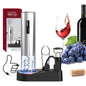 CIRCLE JOY Electric Wine Opener Rechargeable 5-in-1 Stainless Steel Wine Gift Set with Foil Cutter, Wine Aerator Pourer, Wine Drip Ring & Vacuum Stopper, Ideal Gifts for Wine Lovers, Silver