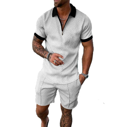 Mens Short Sets 2 Piece Outfits Polo Shirt Fashion Summer Tracksuits Casual Set Short Sleeve and Shorts Set for Men