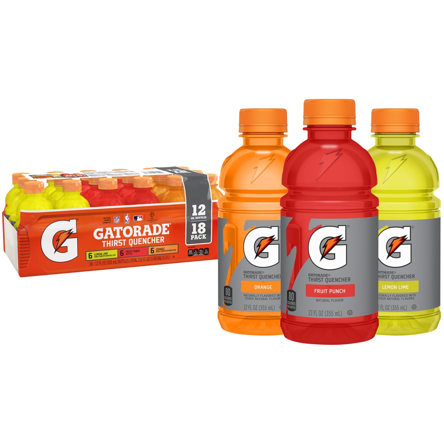 Gatorade Thirst Quencher, Fruit Punch, Glacier Cherry, Cool Blue Variety Pack, 12 Fl Oz (Pack of 18)
