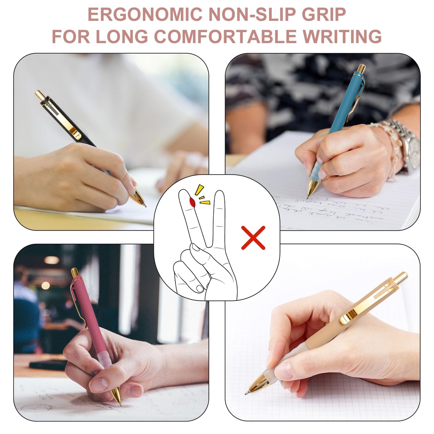 Linbsunne Ballpoint Pens Black Medium Point 1mm with Super Soft Grip Ball Point Pen for Men Women Retractable(style2, 12 pcs)