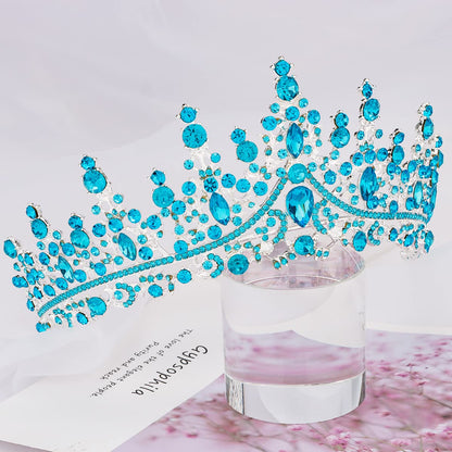 TOBATOBA Silver Wedding Crystal Tiaras and Crowns for Women, Bride Royal Queen Headband Princess Quinceanera Headpieces for Birthday Prom Pageant Party
