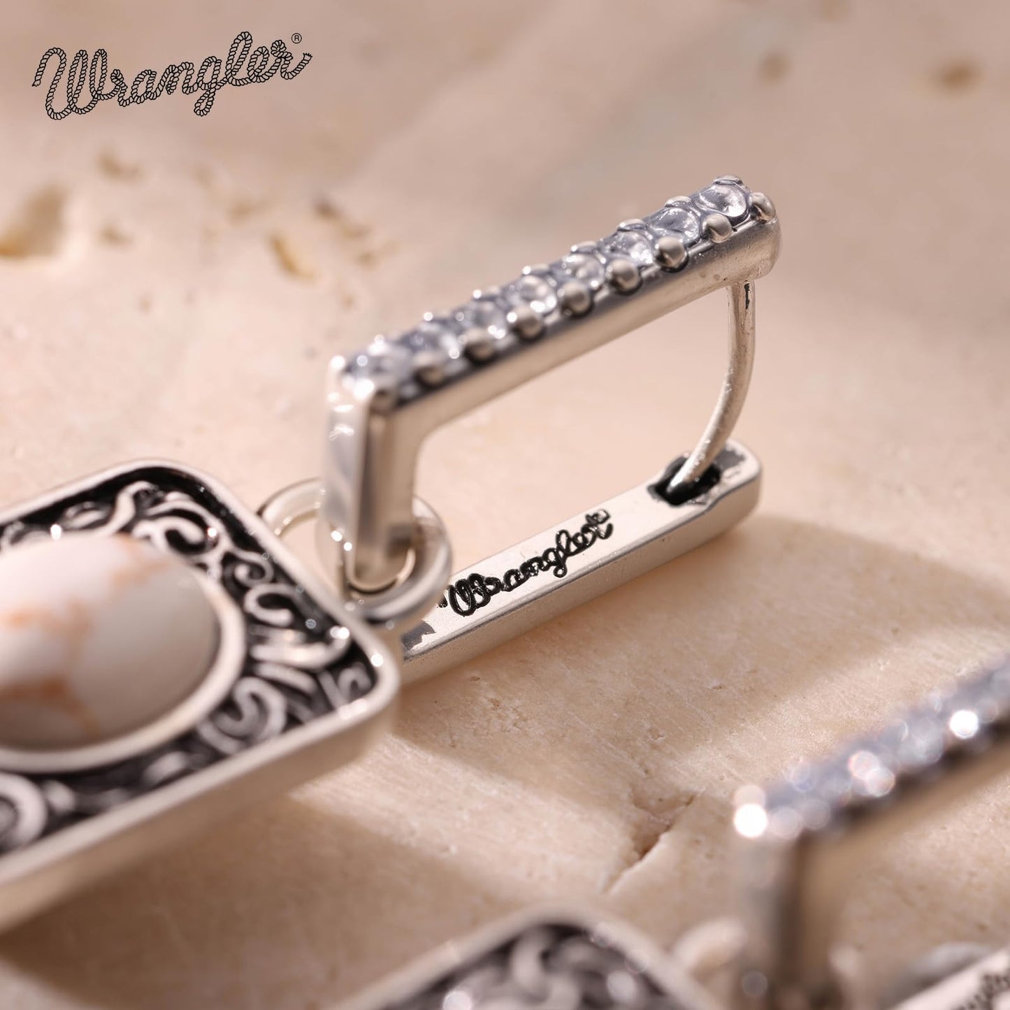 Wrangler Couture Turquoise Jewelry for Women, Square Turquoise Earrings | 14K Gold & Silver Plating, Western Jewelry, Western Country Earrings with Gift Box