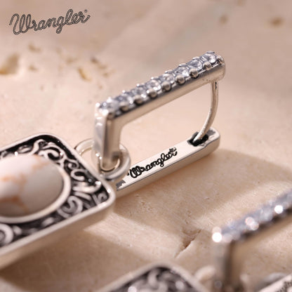 Wrangler Couture Turquoise Jewelry for Women, Square Turquoise Earrings | 14K Gold & Silver Plating, Western Jewelry, Western Country Earrings with Gift Box