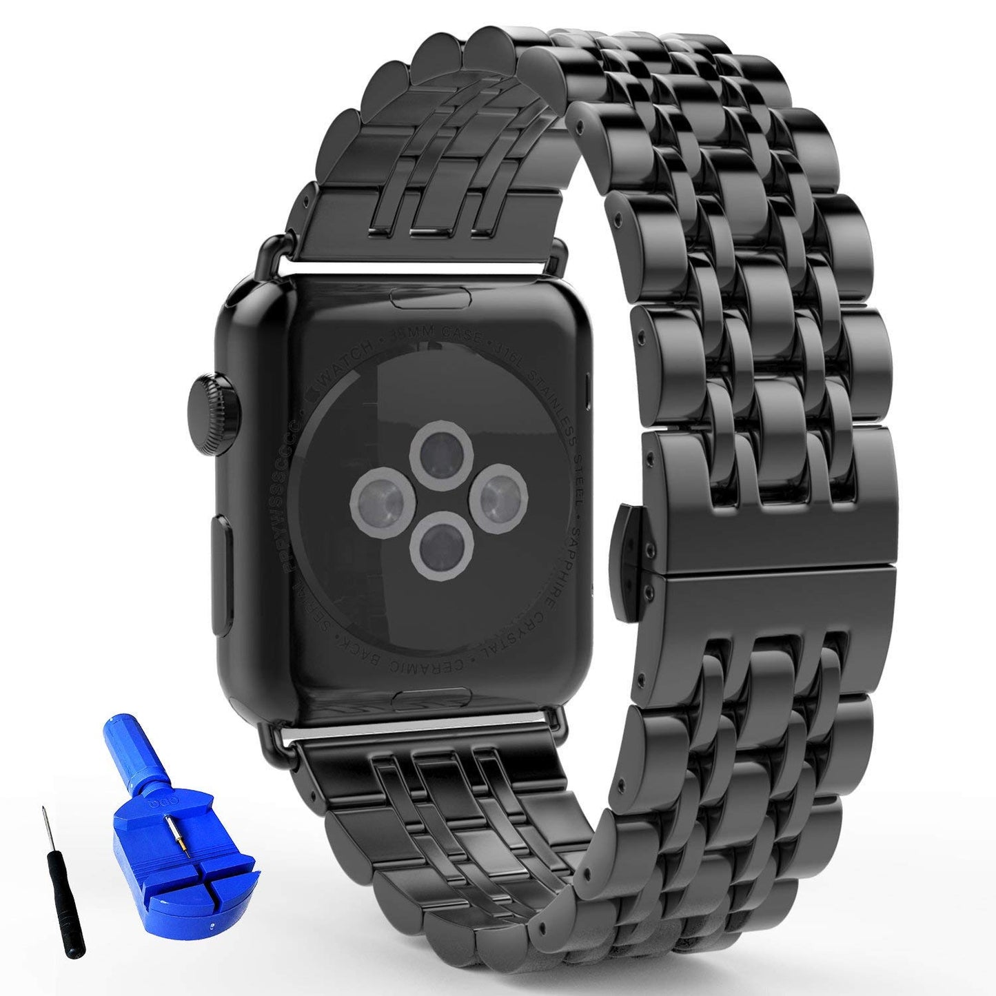 Seven Band Solid Stainless Steel for Apple Watch for Women | Compatible with Apple Watch Band 42mm/41mm/40mm/38mm, Metal Strap for Iwatch Series 11-1/SE 1-3 Women and Men, Gold Silver.