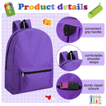 Amylove 12 Pack Backpack in Bulk 17 inch Lightweight Outdoor Travel Bag Classic Bookbags Bulk for Travel Middle High (Colorful,Lovely)