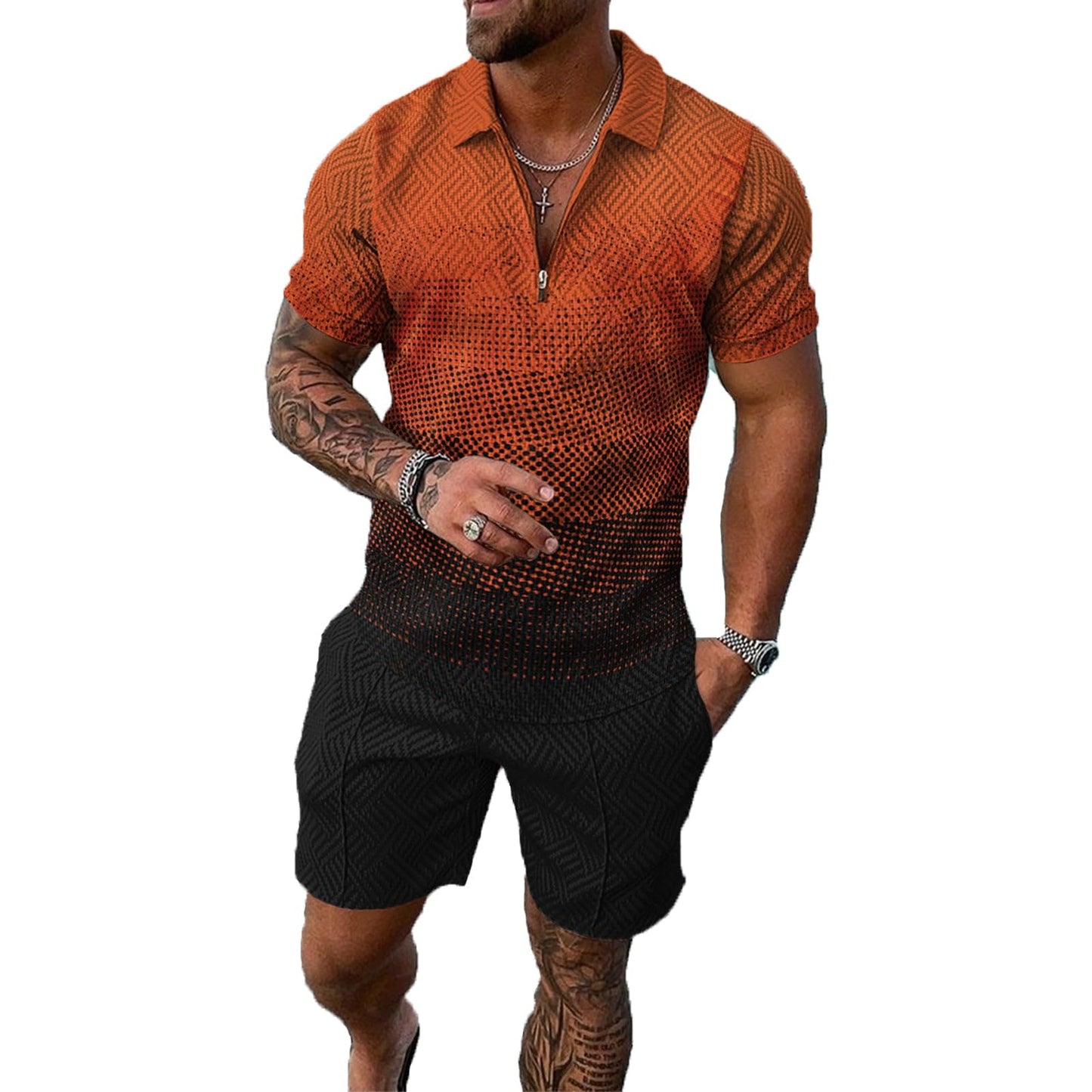 Mens Short Sets 2 Piece Outfits Polo Shirt Fashion Summer Tracksuits Casual Set Short Sleeve and Shorts Set for Men