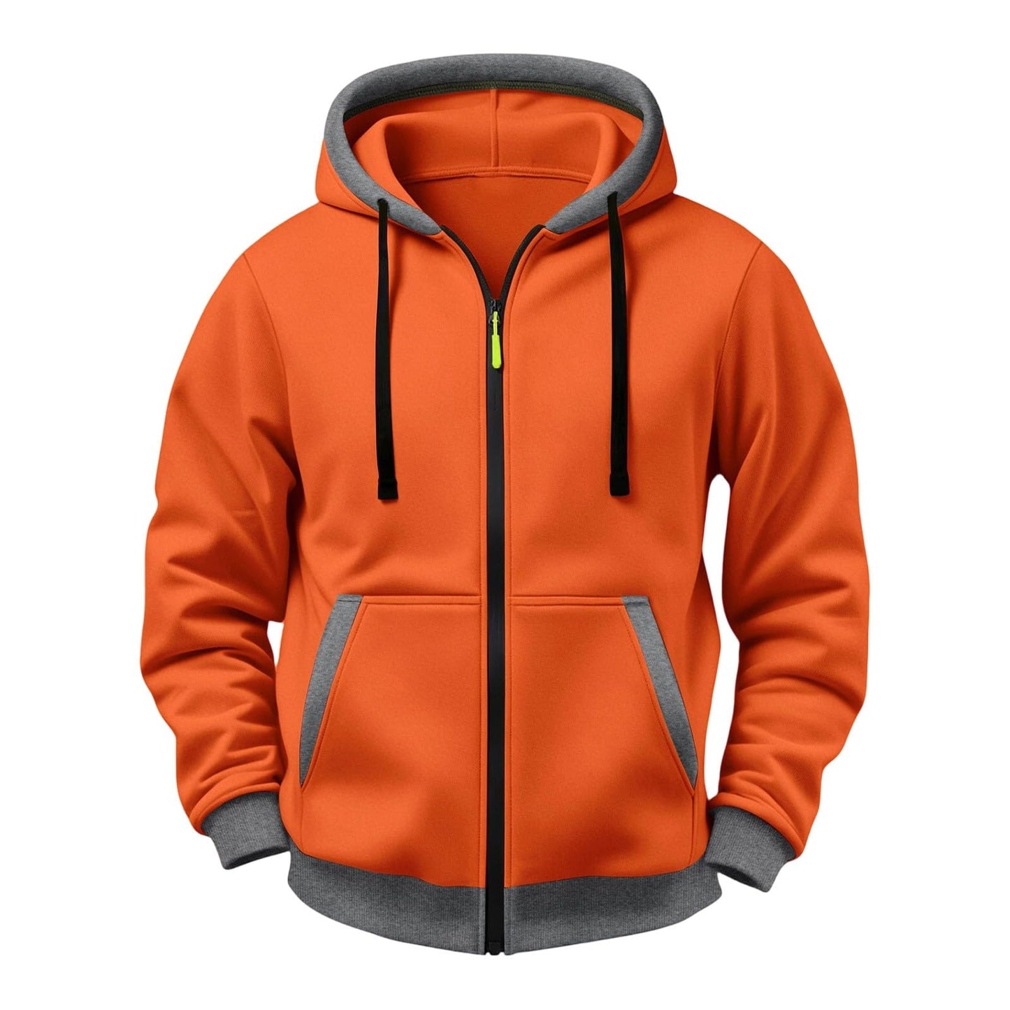 JOAU Men Casual Heavyweight Zip Long Sleeve Hooded Sweatshirt with Pockets | Fall Winter Thickened Warm Fashion Tops for Baggy Sweat Running Trendy Comfy Outdoor Travel Vacation Wear
