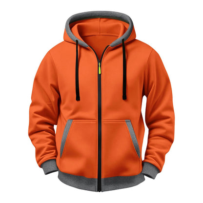 JOAU Men Casual Heavyweight Zip Long Sleeve Hooded Sweatshirt with Pockets | Fall Winter Thickened Warm Fashion Tops for Baggy Sweat Running Trendy Comfy Outdoor Travel Vacation Wear