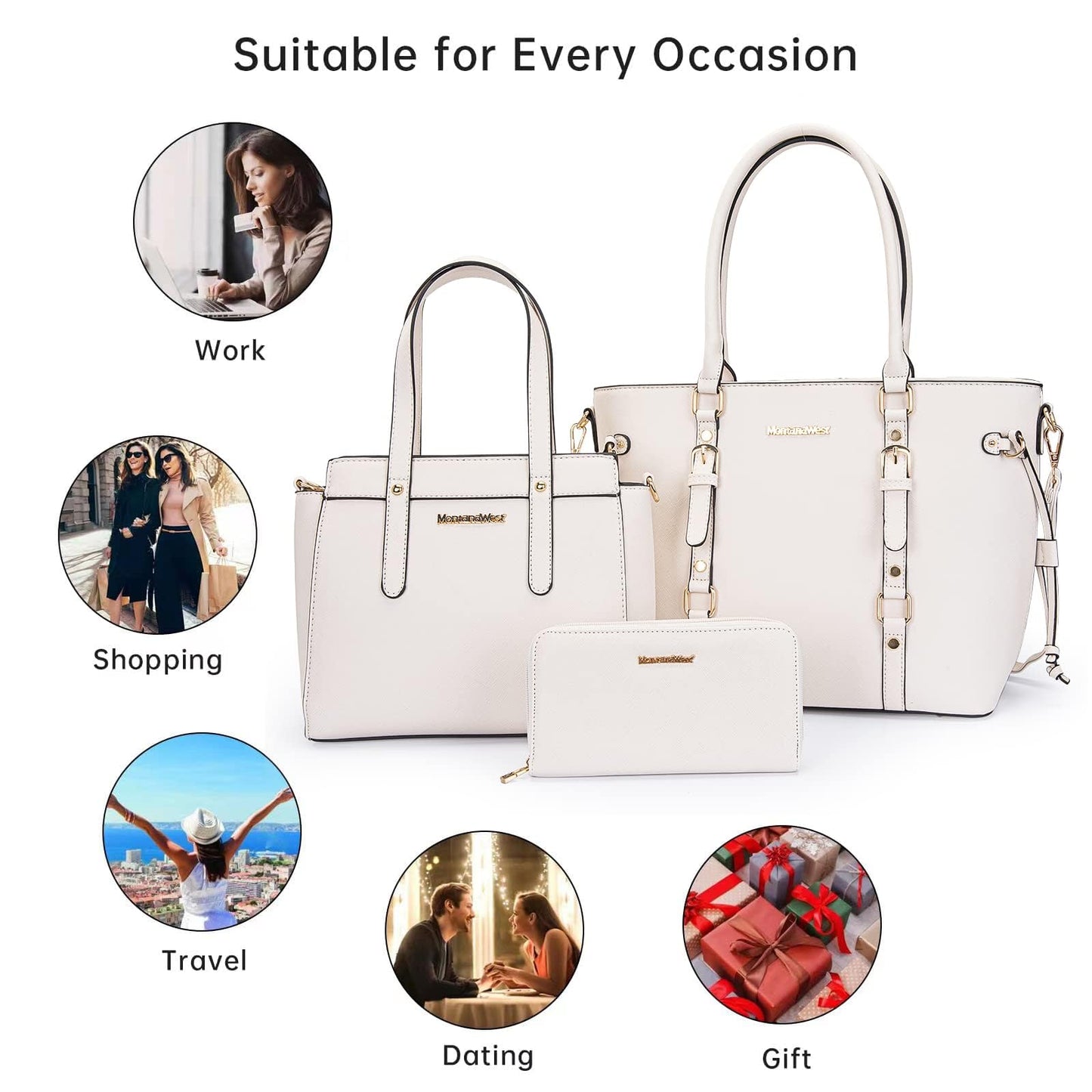 Montana West 3PCS Purses for Women Tote Bag and Wallet Set Shoulder Satchel Handbags