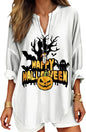Womens Bohemian Print Tunic Top Cotton Blend V Neck Long Sleeve Loose Fit Casual Blouse for Summer Beach Vacation
