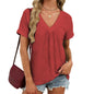 domirica Japanese Print Blouse Women V Neck Short Sleeve Lightweight Breathable Summer Casual Soft Comfy Tops 2026