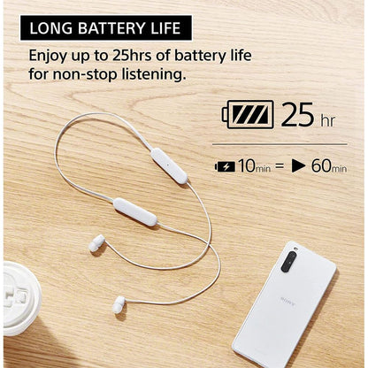 Sony WI-C100 Wireless in-Ear Bluetooth Headphones with Built-in Microphone, Black | Up to 25-Hr Battery, Sbc and Aac, Dsee, IPX4 Splash-Resistant, USB-C Charging, Built-in Mic, 20 G