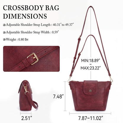 Crossbody Purses for Women Vegan Leather Small Crossbody Bags with Adjustable Strap Lightweight Travel Shoulder Bag