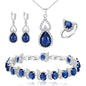BriLove Wedding Jewelry Set for Women Bride Bridesmaid | Gorgeous Cubic Zirconia Teardrop Necklace Earrings Bracelet Adjustable Ring Jewelry Gift for Birthday/Anniversary