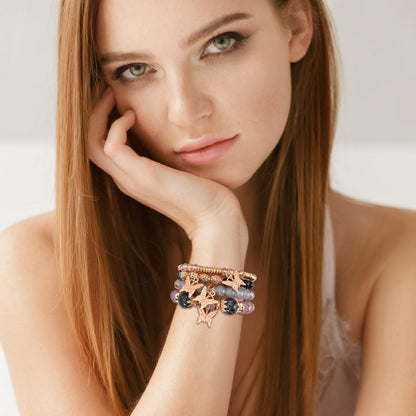 Bohemian Bracelet Sets for Women - 6 Sets Stackable Stretch Bracelets Multi-color Boho Jewelry for Women Hippie Bracelets Dainty Jewelry