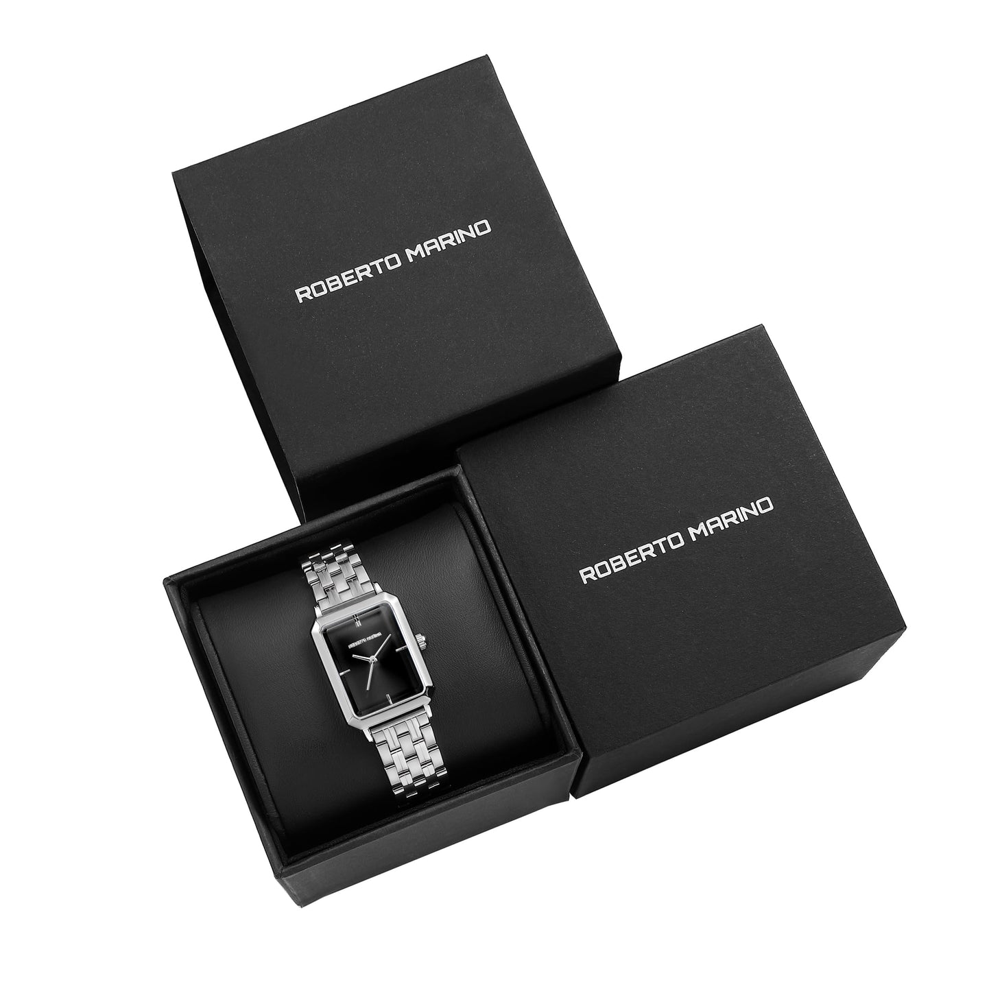 Roberto Marino RM1982 Women’s Luxury Watch Rectangular Gold – Japanese Quartz Movement, Vintage Stainless Steel Design, Silver Dial, Elegant Dress Timepiece, 3ATM Water Resistant – Reloj para Mujer