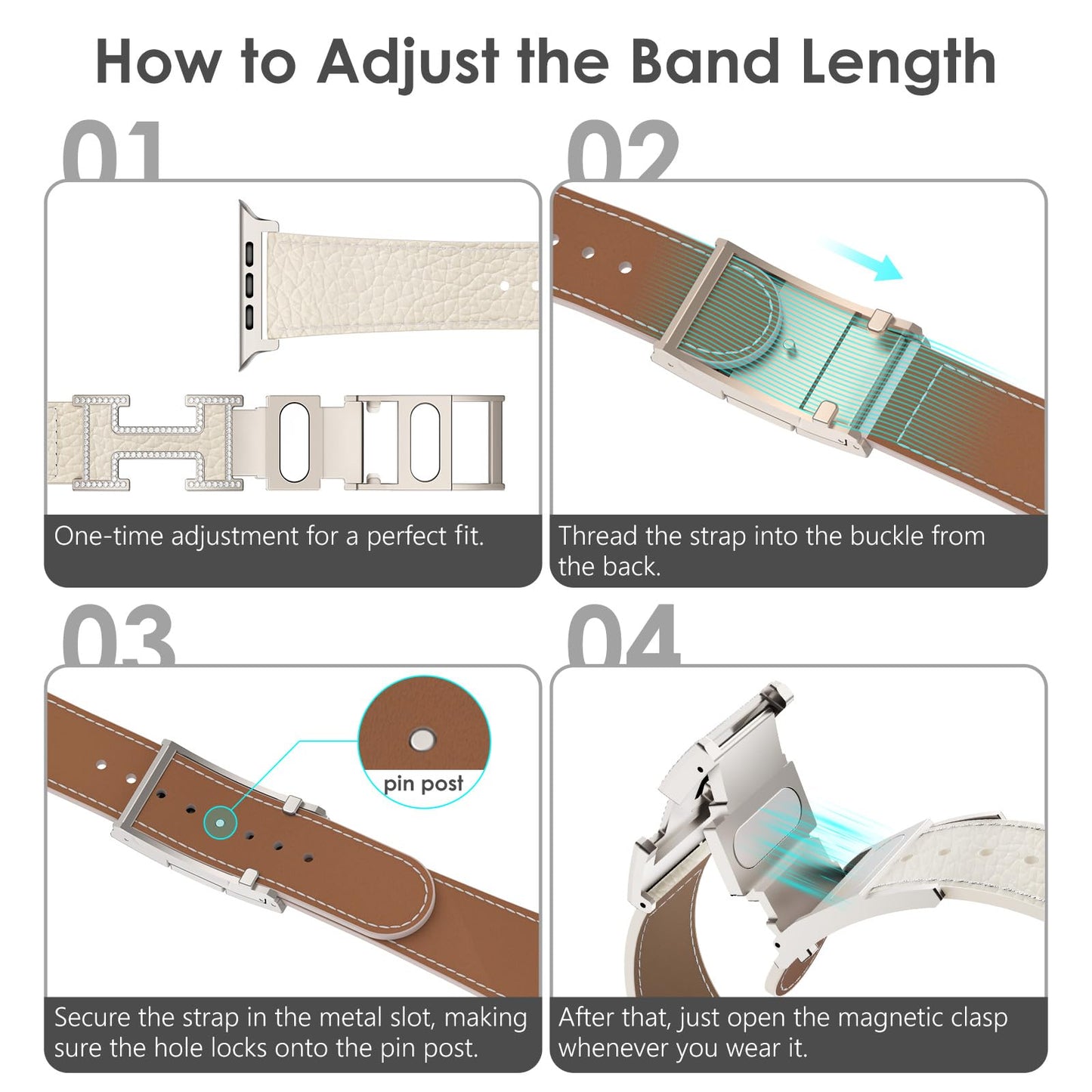 Leather Magnetic Watch Band Compatible with Apple Watch Ultra Band 49mm 46mm 45mm 44mm 42mm 41mm 40mm 38mm Replacement Strap for Women Men iWatch Ultra 3/2/1/SE3/Series 11/10/9/8/7/6/5/4/3/2/1
