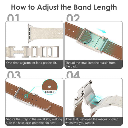 Leather Magnetic Watch Band Compatible with Apple Watch Ultra Band 49mm 46mm 45mm 44mm 42mm 41mm 40mm 38mm Replacement Strap for Women Men iWatch Ultra 3/2/1/SE3/Series 11/10/9/8/7/6/5/4/3/2/1
