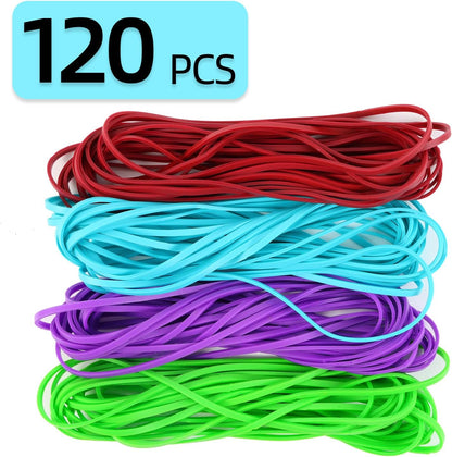 KJAHLAL Large Heavy Duty Rubber Bands - 120 Pcs, 7x1/8 Inches, Assorted Colors, Office & Home Use