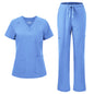 floralhue Scrubs for Women, V-Neck Straight Leg Pants with 12 Pockets | Slit Hem Cargo Pant Storage, Yoga Waistband, Water Resistance, For Nurses, Clinics, Long Shifts, Daily Medical Uniforms
