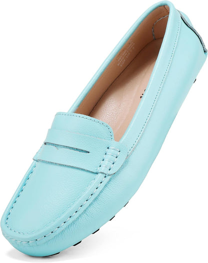 BEAUSEEN Women's Genuine Leather Penny Loafers Classic Driving Moccasins Casual Slip On Comfort Women Loafer Shoes