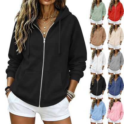 2026 Zip Up Hoodies for Women Fall Winter Casual Sweatshirts Zipper Oversized Lightweight Cute Jackets with Pockets