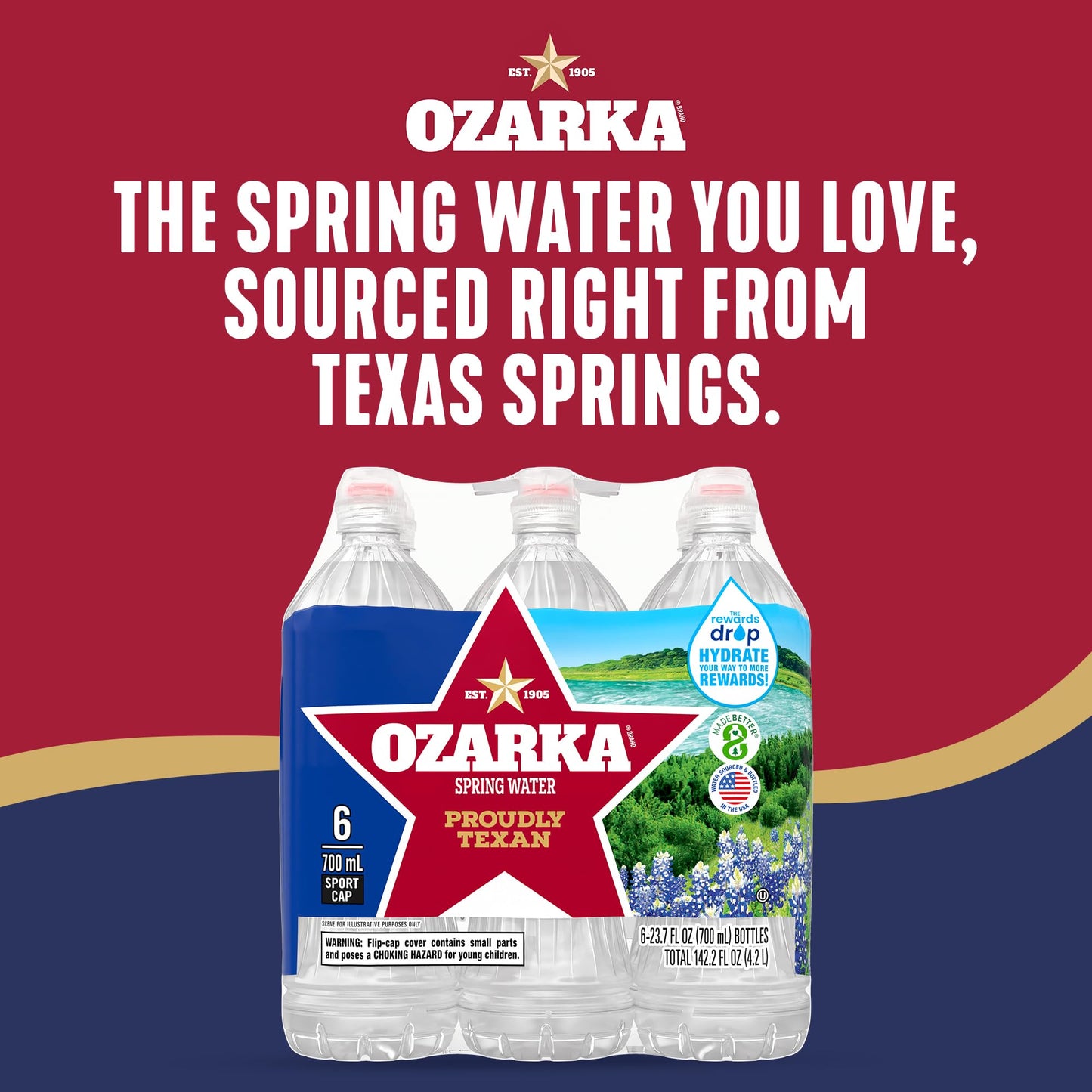 Ozarka Texas Spring Water Bottles, 12 Pack - Still Drinking Water with Naturally Balanced Minerals for a Crisp Clean Taste - 12 Fl Oz