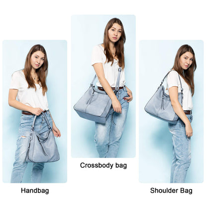 Realer Hobo Crossbody Bags for Women Designer Faux Leather Hobo Handbags Retro Large Size Shoulder Bag Bucket Purse