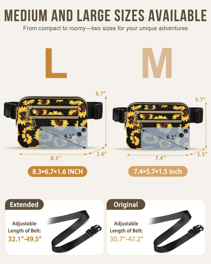 Capolo Fanny Packs for Women Fashion Waist Packs Bag with Adjustable Strap and 4 Zipper Pockets Waterproof Everywhere Crossbody Belt Bag for Workout Running Travelling(Black)