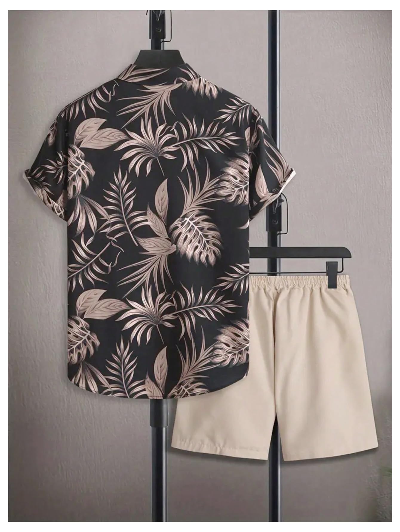 GORGLITTER Men's Vacation Beach Cruise Summer Outfits 2 Piece Shorts Set Hawaiian Button Down Shirt and Shorts