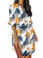 QACOHU Womens Summer Casual V Neck Shift Mini Dress | Flowy Swing Basic Loose Dresses, Ruffle Short Sleeve, Straight, Floral Boho Style, Wedding Guest Beach Vacation Outfits