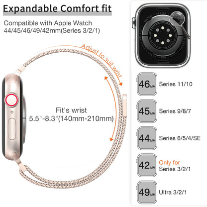 MARGE PLUS Slim Milanese Loop Compatible with Apple Watch Band for women 41mm 40mm 38mm 42mm 46mm 45mm 44mm, Stainless Steel Magnetic Mesh Strap work on iWatch Series 11 10 9 8 7 6 5 4 3 & SE 3 2 1