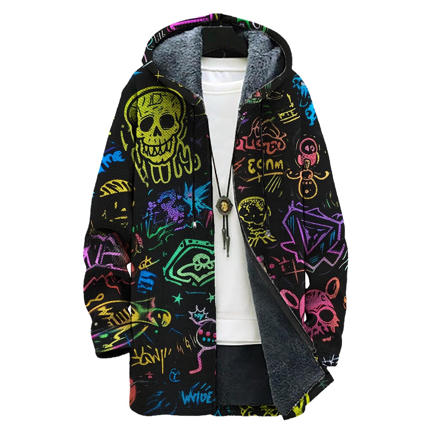 domirica Mens Hooded Cardigan Japanese Art Zip Up Long Sleeve Sweater Hoodie Dragon Print Coat with Pockets