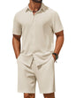 COOFANDY Men's 2 Piece Outfit Casual Short Sleeve Button Down Shirt and Beach Shorts Set Summer Vacation Outfits for Men