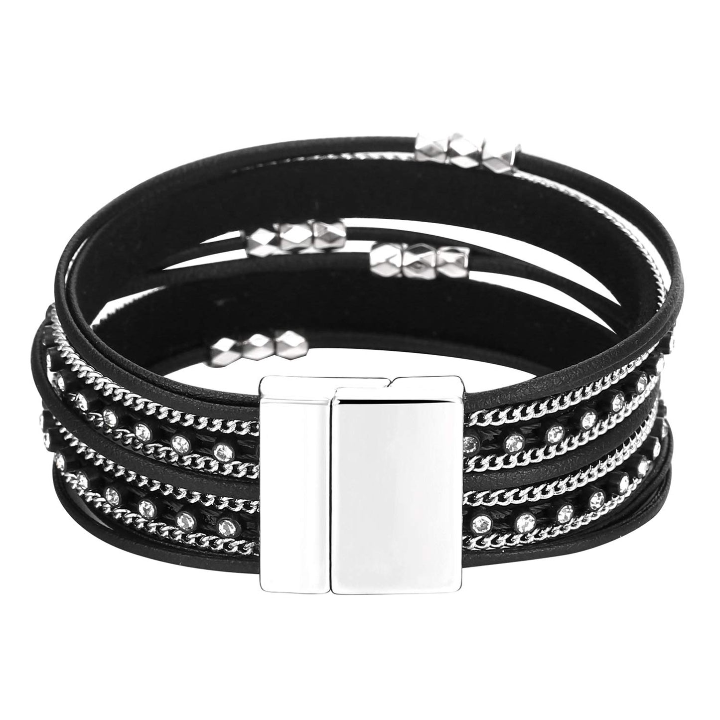 Fesciory Leather Wrap Bracelets for Women, Boho Western Layered Jewelry | Layered leather cuff bracelets, Easy on and off, Boho western style, Daily wear, Gift for women