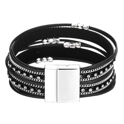 Fesciory Leather Wrap Bracelets for Women, Boho Western Layered Jewelry | Layered leather cuff bracelets, Easy on and off, Boho western style, Daily wear, Gift for women
