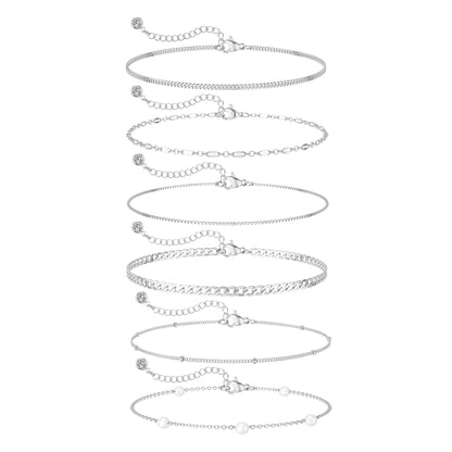 Dainty Simple Gold Bracelets for Women, Stackable Satellite Paperclip Lip Bracelet Set Tiny Lip Dot Chain Box Link for Handmade Gift Minimalist Cute Trendy Jewelry Gold Accessories for Women