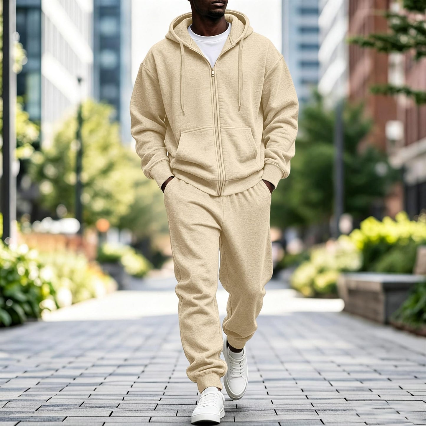 Jogger Sweatpants Matching Outfit For Men 2 Piece Sweat Suits Full Zip Up Hooded Tracksuit Soft Fleece Set