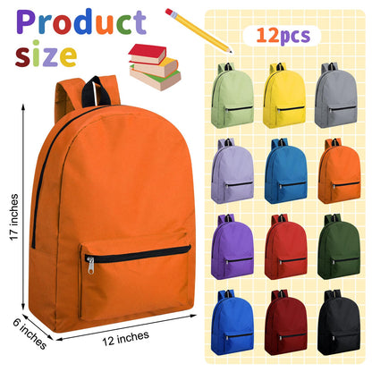 Amylove 12 Pack Backpack in Bulk 17 inch Lightweight Outdoor Travel Bag Classic Bookbags Bulk for Travel Middle High (Colorful,Lovely)