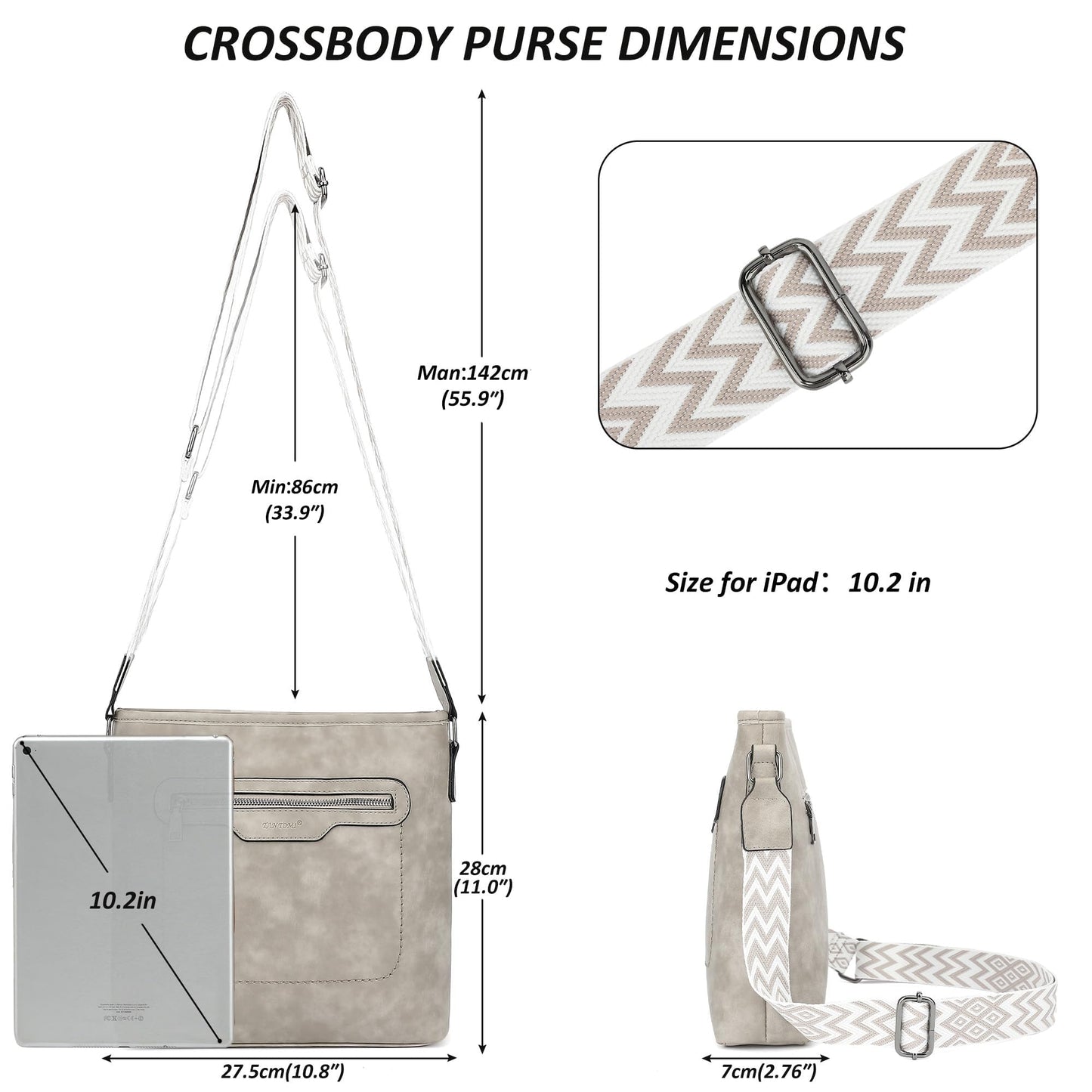 TANTOMI Crossbody Bags for Women Casual Crossbody Purses for Women Travel Shoulder Bag Handbags with Adjustable Strap
