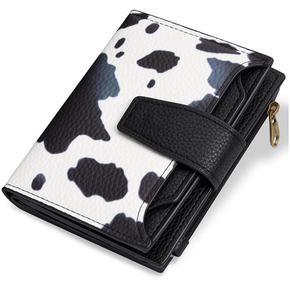 Airkit Small Wallet Women RFID Blocking Soft Leather Bifold Compact Card Holder Wallet for Women with Zipper Coin Pocket 4 ID Window