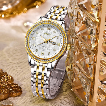 OLEVS Watches Women with Date Silver Stainless Steel Luxury Ladies Watches with Small Writs Diamond Watches for Women Waterproof Elegant Dress Quartz Analog Women's Wrist Watches Reloj de Mujer