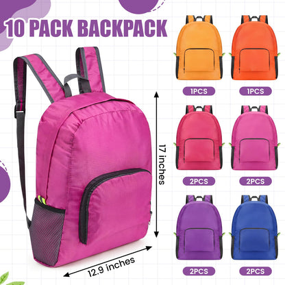 Jexine 10 Pcs Backpacks in Bulk 16.5 Inches Back Pack Basic Backpack for Adult Lightweight Outdoor Travel Book Bags(Sunny Pastel)
