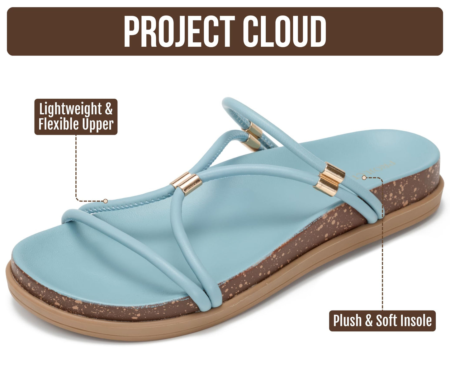 Project Cloud Summer Slides for Women 2026 with Plush and Soft Insole Womens Sandals Comfortable - Non-Slip and Lightweight Sandals Women Footwear