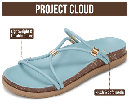 Project Cloud Summer Slides for Women 2026 with Plush and Soft Insole Womens Sandals Comfortable - Non-Slip and Lightweight Sandals Women Footwear