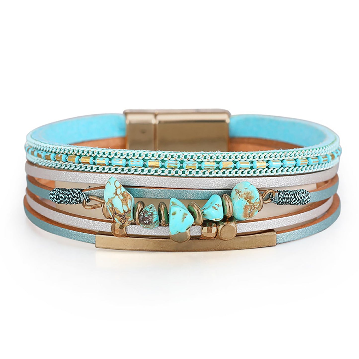 Fesciory Leather Wrap Bracelets for Women, Boho Western Layered Jewelry | Layered leather cuff bracelets, Easy on and off, Boho western style, Daily wear, Gift for women