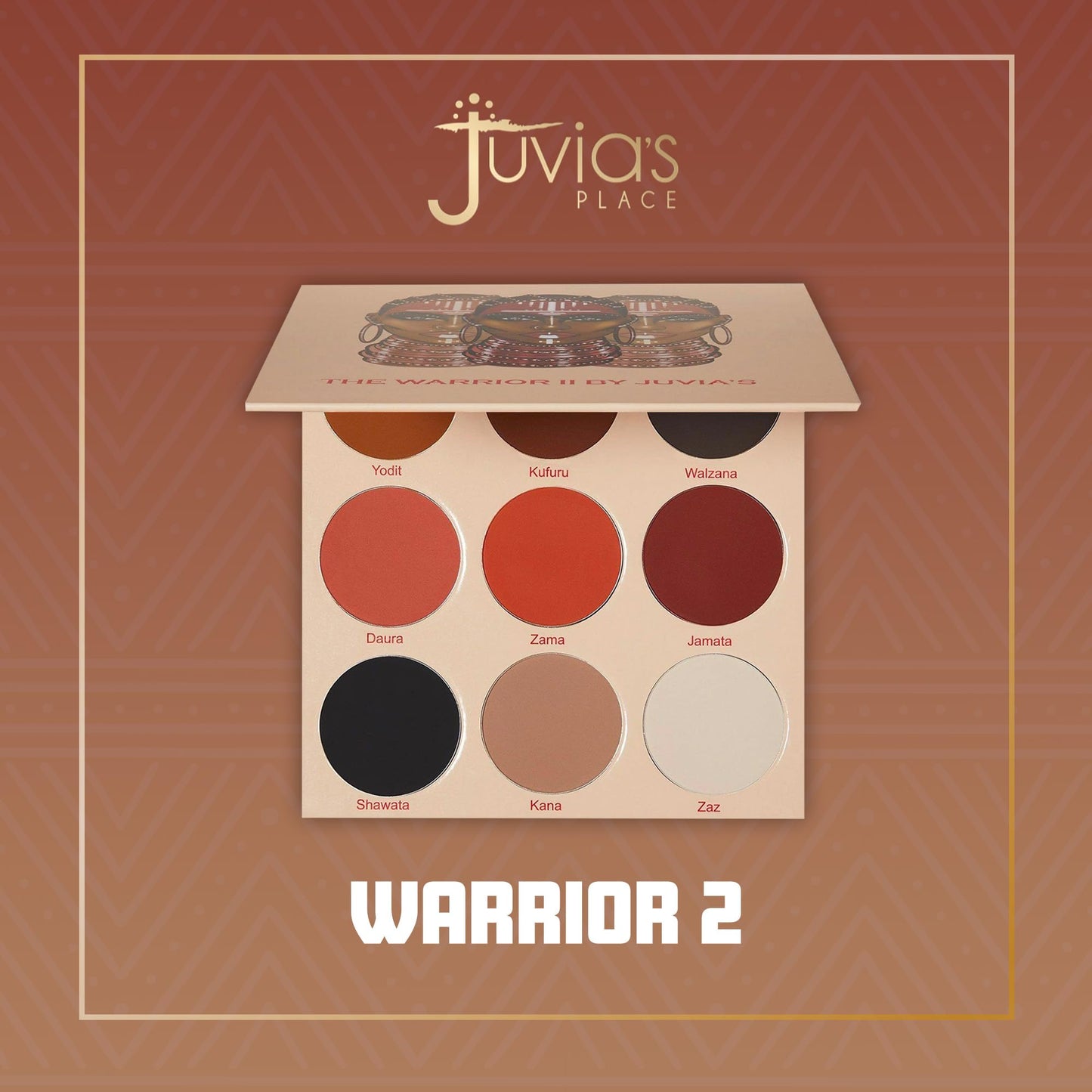 Juvia's Place Palette The Warrior - Warm Golds, Browns & Bronzes, Shades of 9, Warm and Neutral Palette, Pigmented Makeup Palette Eye Color & Shine