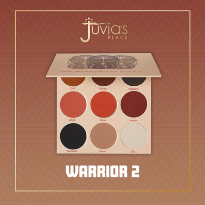 Juvia's Place Palette The Warrior - Warm Golds, Browns & Bronzes, Shades of 9, Warm and Neutral Palette, Pigmented Makeup Palette Eye Color & Shine