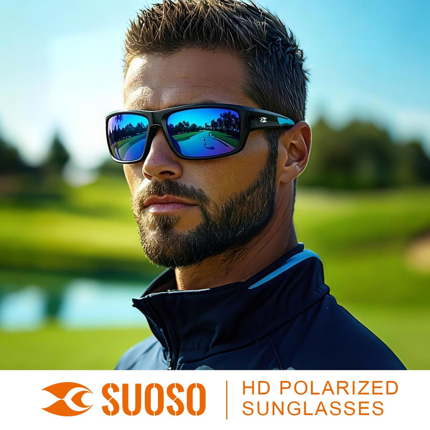 suoso Sports Polarized Sunglasses for Men: Women UV400 Protection Wrap Around Sun Glasses for Golf Fishing Running Driving